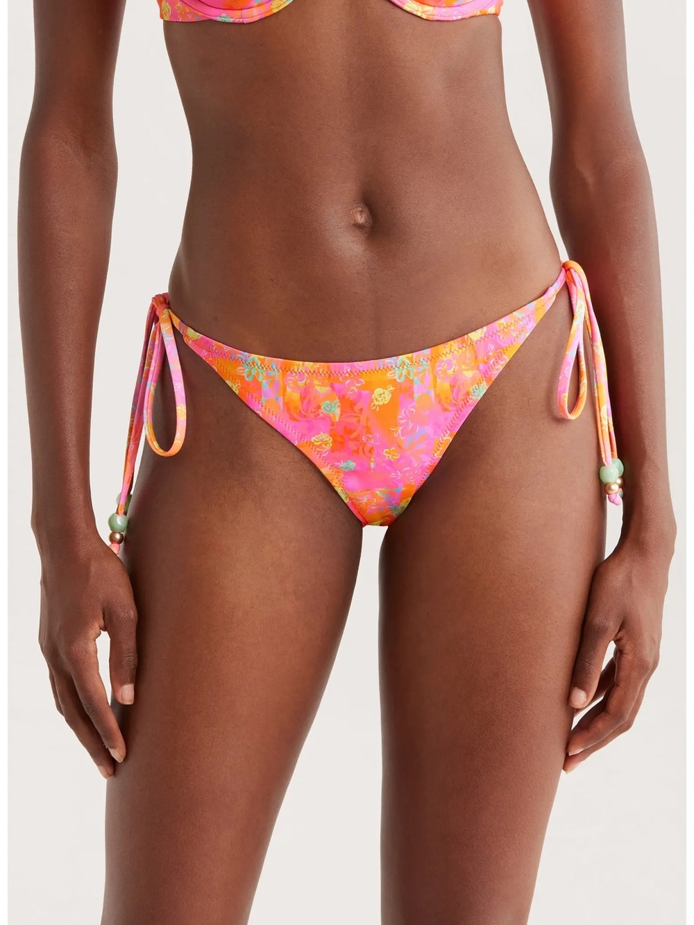 Pink Floral Side-Tie Bikini Bottom